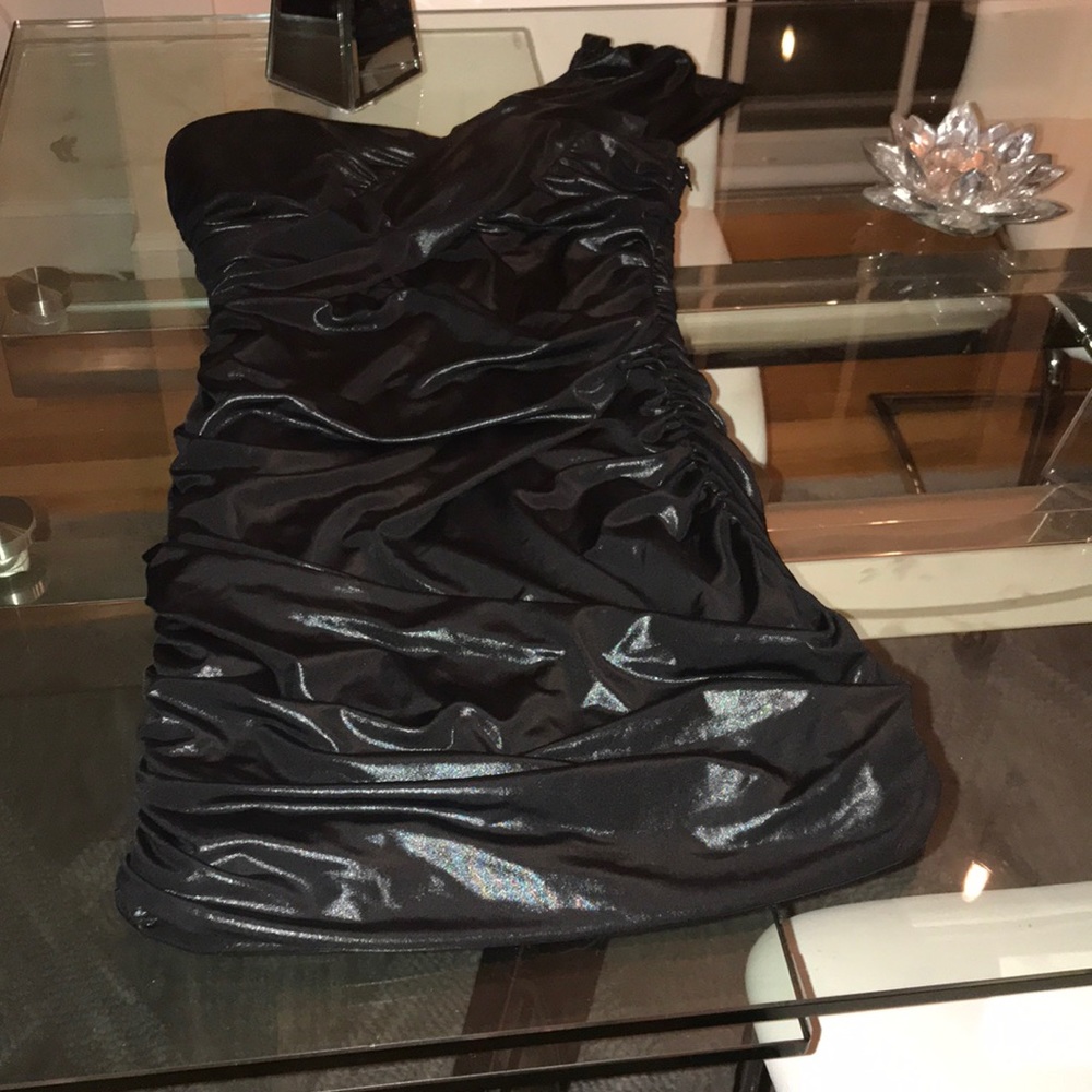 One shoulder black dress